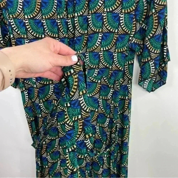 Silk & Salt Green And Blue Journey African Peacock‎ Wrap Maxi Dress - Picture 6 of 9